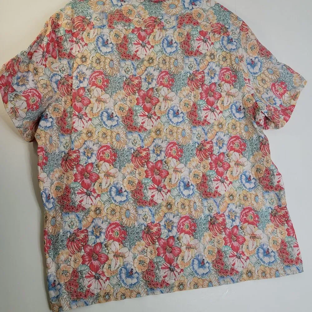 J.Crew Men's XL 100% Linen Floral Camp Shirt NWT Multicolor Button Front Summer